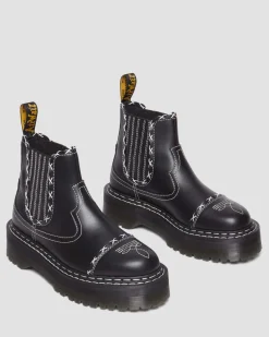Dr. Martens 2976 Contrasterende Steek Leren Chelsea Laarzen^ Originals|Nieuw Binnen