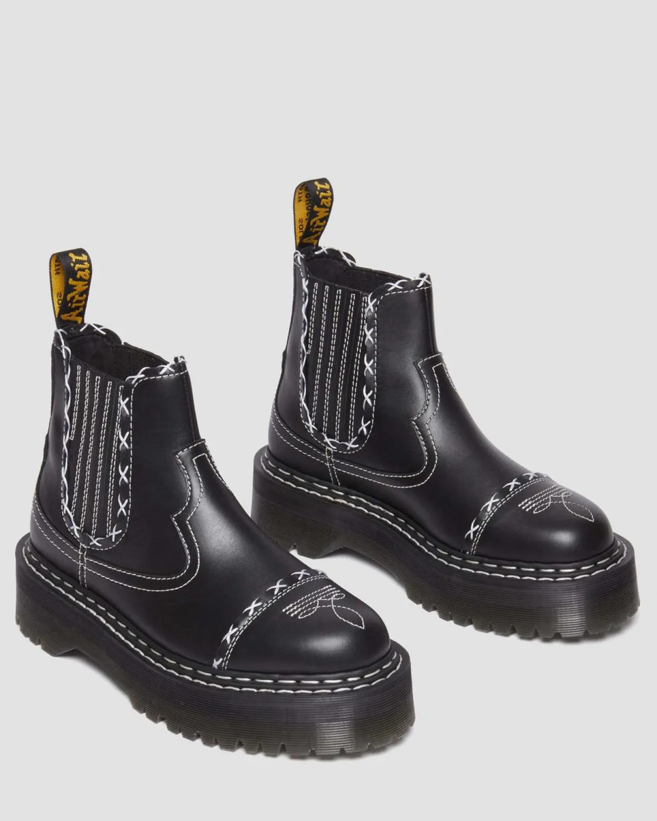 Dr. Martens 2976 Contrasterende Steek Leren Chelsea Laarzen^ Originals|Nieuw Binnen