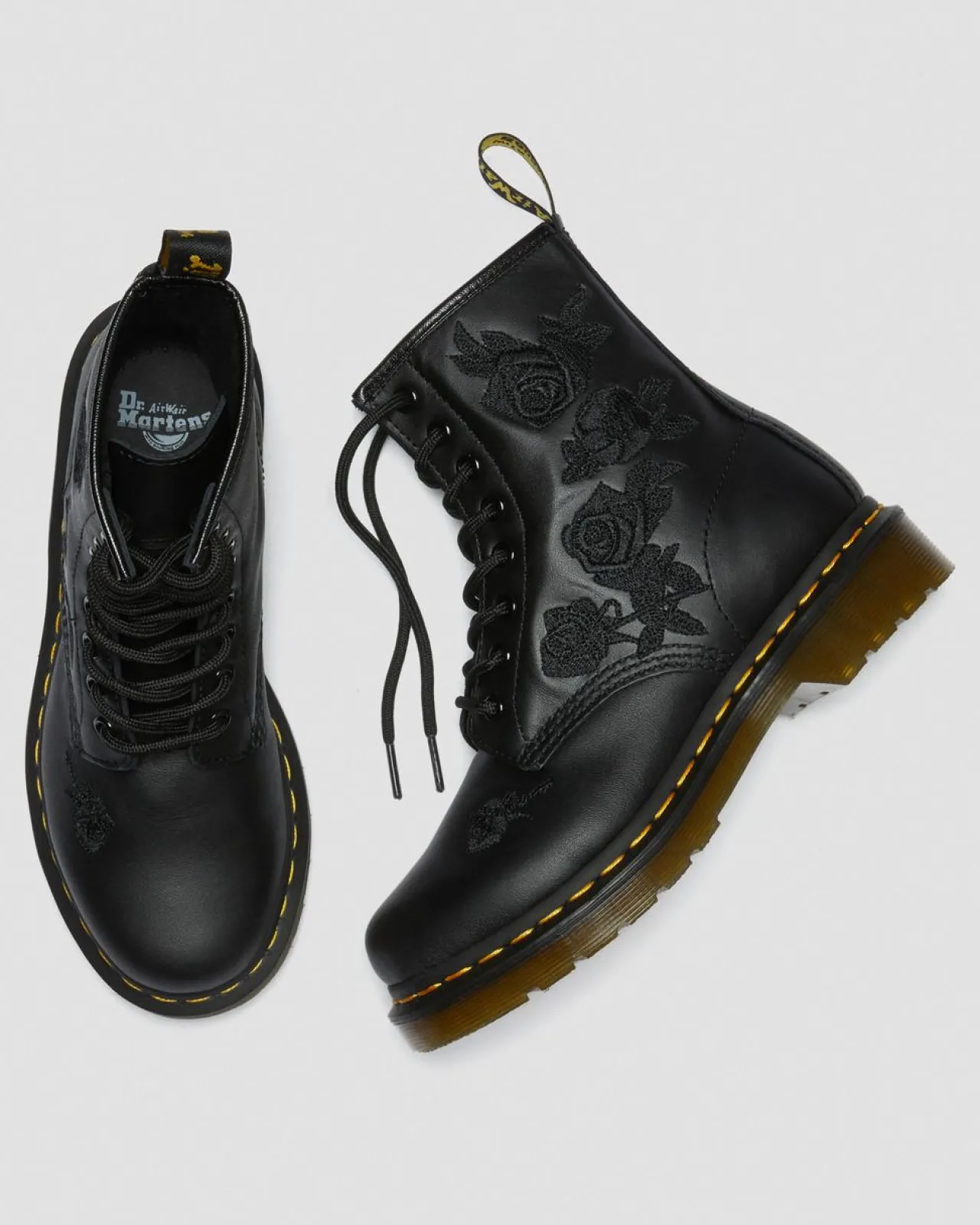 Dr. Martens 1490 Vonda Mono Rose Leren Veterlaarzen met Bloemenprint^UNISEX Veterlaarzen|Enkellaarzen