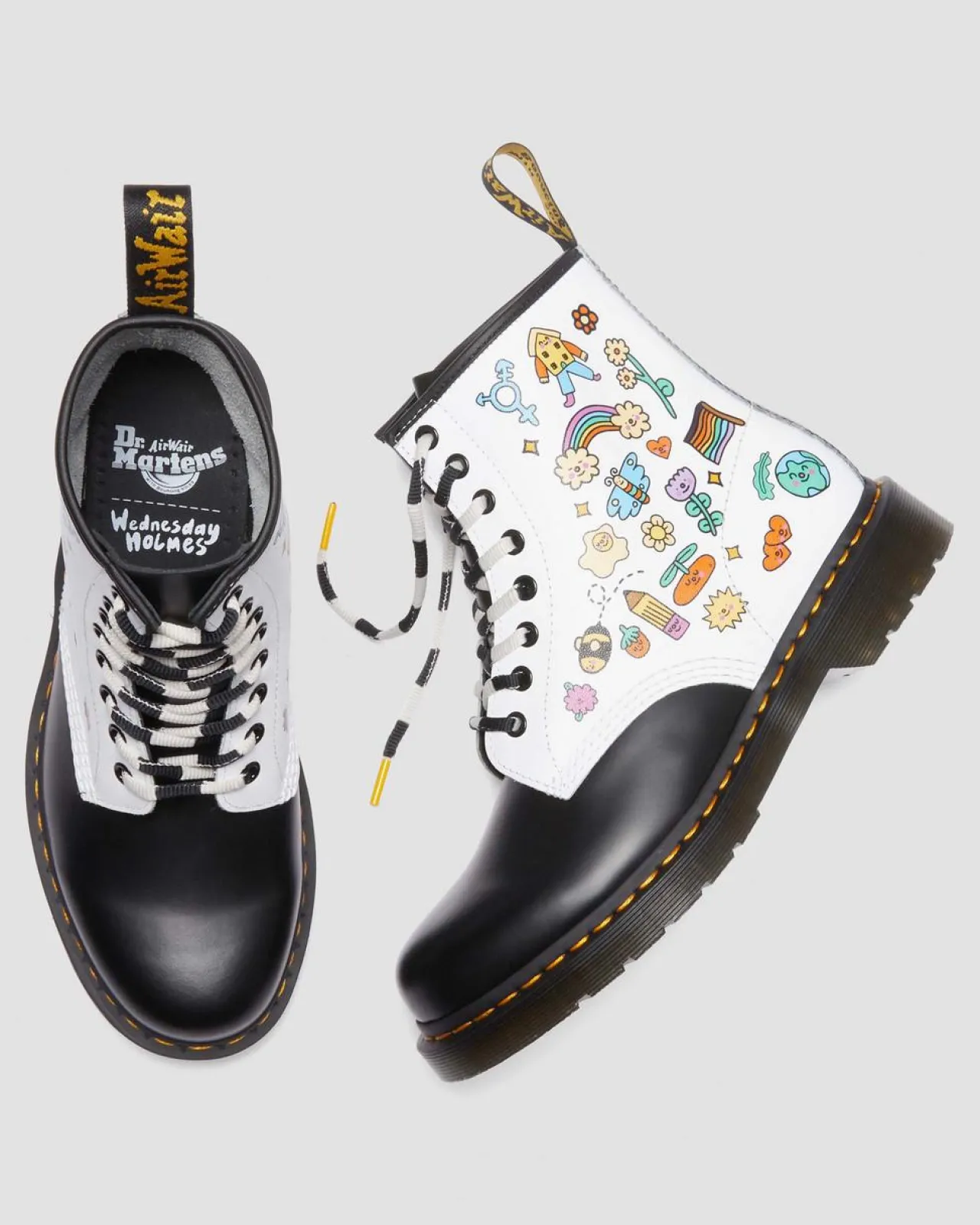 Dr. Martens 1460 Wednesday Holmes Pride Smooth Leren Laarzen^MENS Enkellaarzen|Veterlaarzen
