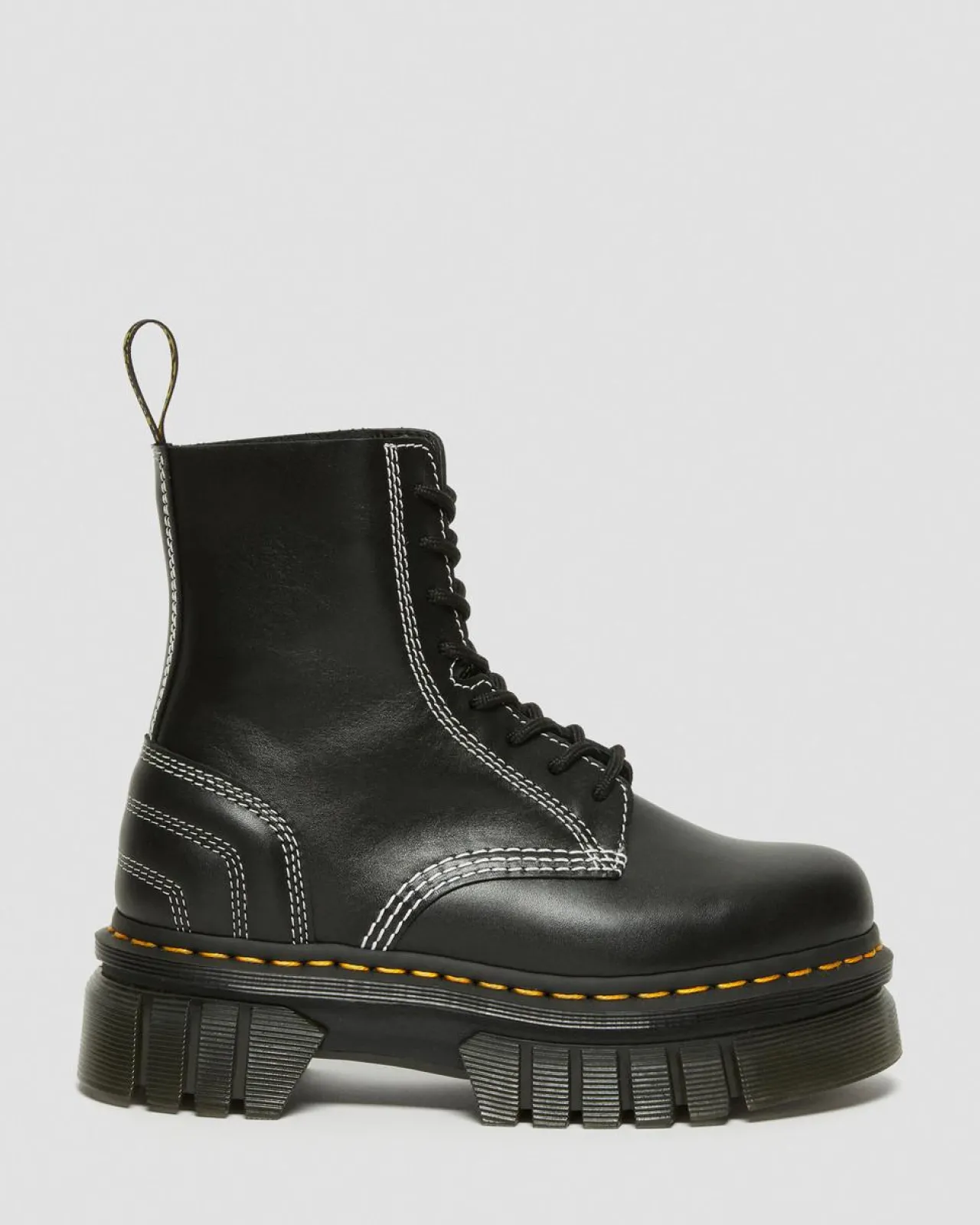 Dr. Martens Audrick 8i Witte Steek Leren Platform Laarzen^UNISEX Platform Laarzen