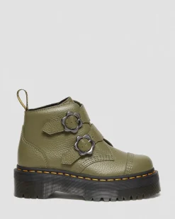 Dr. Martens Devon Bloemengesp Gemalen Nappa Leren Platformlaarzen^WOMENS Zachte Leren Laarzen