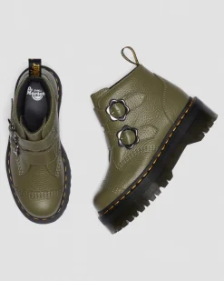 Dr. Martens Devon Bloemengesp Gemalen Nappa Leren Platformlaarzen^WOMENS Zachte Leren Laarzen