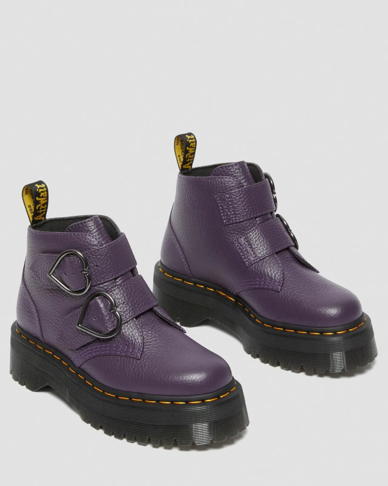 Dr. Martens Devon Heart Leren Platform Laarzen^WOMENS Platform Laarzen|Zachte Leren Laarzen