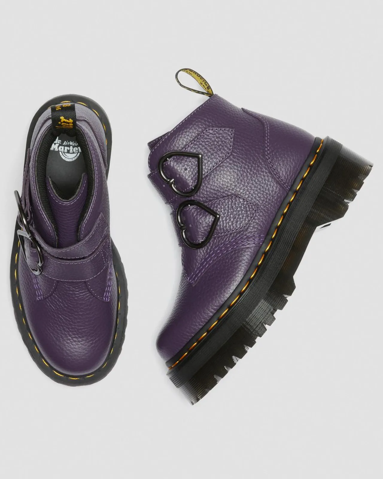 Dr. Martens Devon Heart Leren Platform Laarzen^WOMENS Platform Laarzen|Zachte Leren Laarzen
