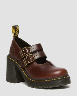 Dr. Martens EVIEE LEREN MARY JANE SCHOENEN MET UITLOPENDE HAK^WOMENS Hakken|Nieuw Binnen