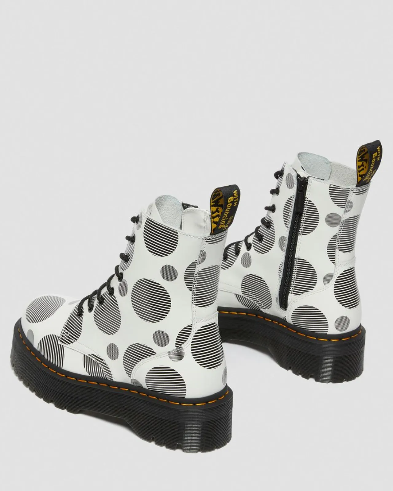 Dr. Martens Jadon Polka Dot Smooth Leren Platform Laarzen^WOMENS Platform Laarzen|Enkellaarzen