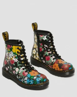 Dr. Martens Junior 1460 Floral Mash Up Hydro Leren Veterlaarzen^UNISEX Sale Voor Kinderen|Meisjes Schoolschoenen