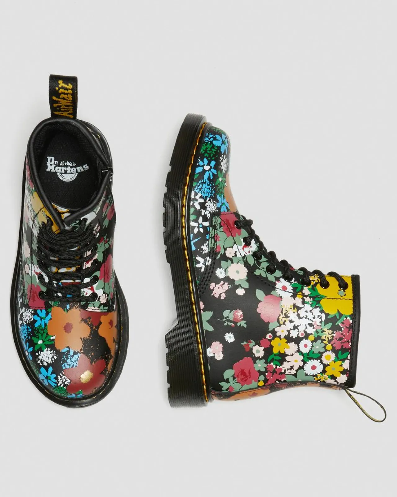 Dr. Martens Junior 1460 Floral Mash Up Hydro Leren Veterlaarzen^UNISEX Sale Voor Kinderen|Meisjes Schoolschoenen