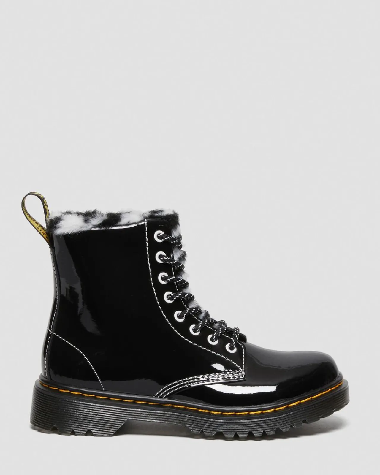 Dr. Martens Junior 1460 Serena Lak met Imitatiebont Gevoerde laarzen^ Sale Voor Kinderen