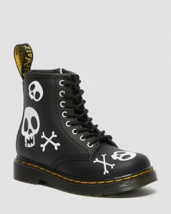 Dr. Martens Junior 1460 Skull & Bones snørestøvler i læder^ Sale Voor Kinderen