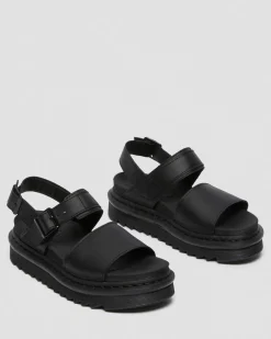 Dr. Martens Voss Hydro Leren Sandalen met Band^WOMENS Platform Sandalen|Zwarte Sandalen
