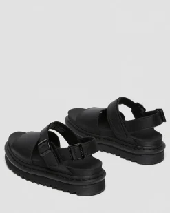 Dr. Martens Voss Hydro Leren Sandalen met Band^WOMENS Platform Sandalen|Zwarte Sandalen