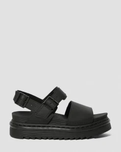 Dr. Martens Voss Hydro Leren Sandalen met Band^WOMENS Platform Sandalen|Zwarte Sandalen